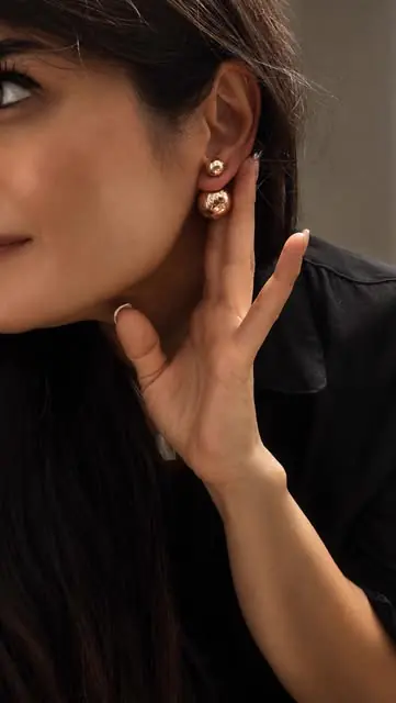 گوشواره دو گوی - Hamzeh Jewelry